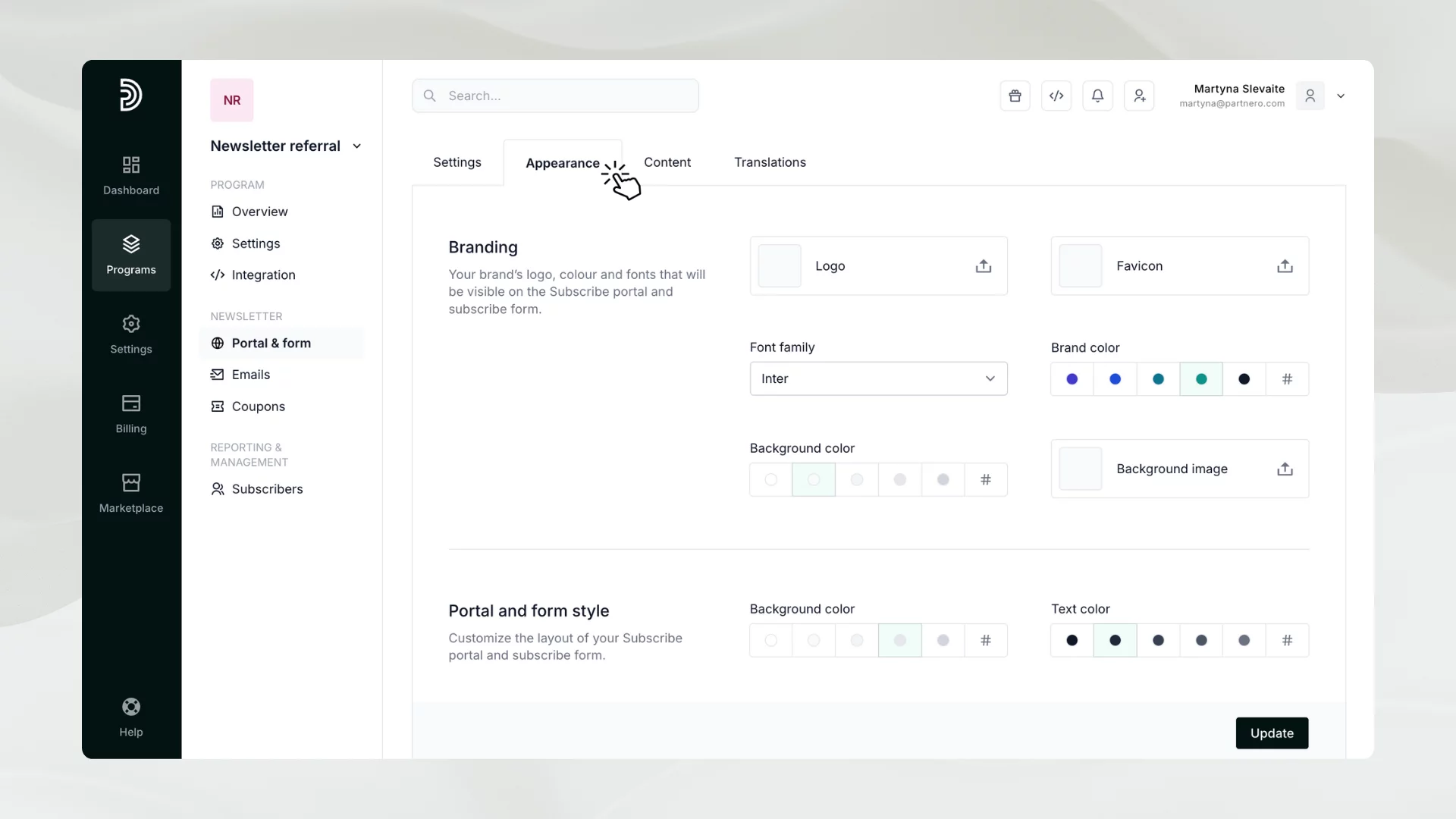 Designing subscriber portal and form